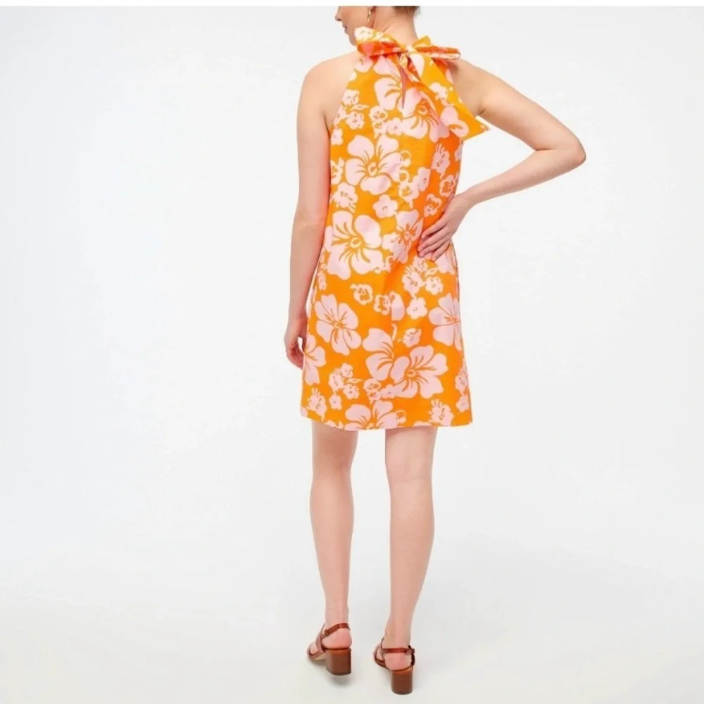 J. Crew Women Tie-neck Cotton Sleeveless Coastal Vacation Mini Shift Dress Sz  2 - Picture 4 of 14